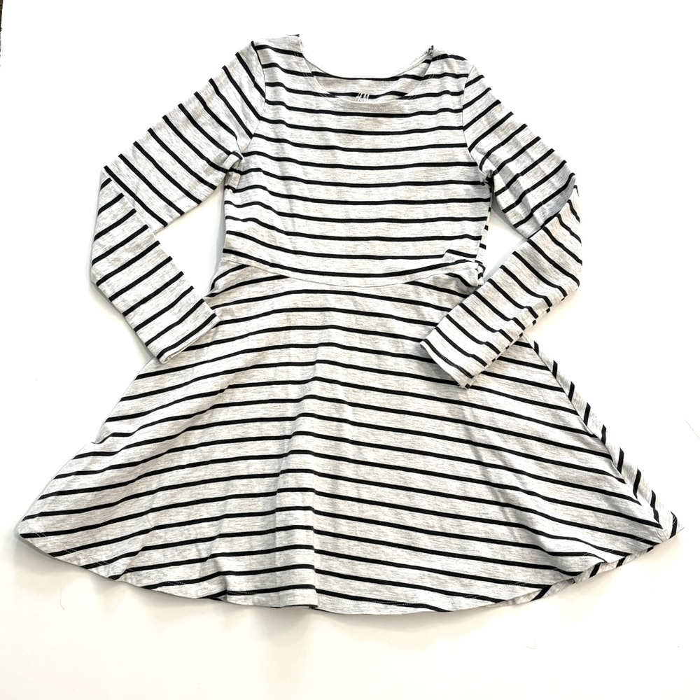 H&M Gray Striped Dress 6-8